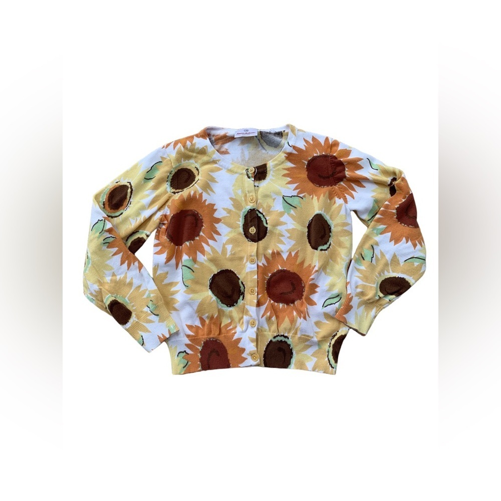 Hanna Andersson Size 130, 8, Sunflower Print Cardigan Sweater